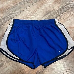 Nike Dri-Fit Athletic Shorts Size Large With Liner Drawstrings Blue Black White